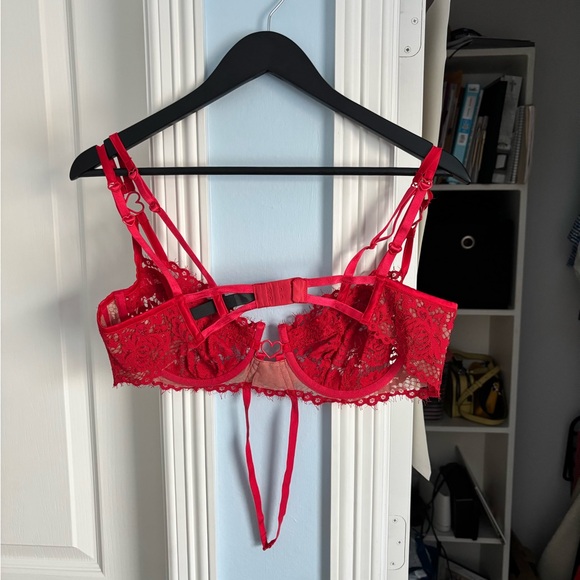 For Love & Lemons Rosa Lace Underwire Bra in Red XL - Picture 10 of 13